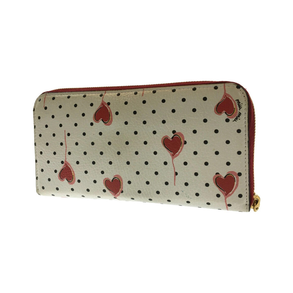 Miu MIu Round Zip Long Wallet Heart Polka Dot